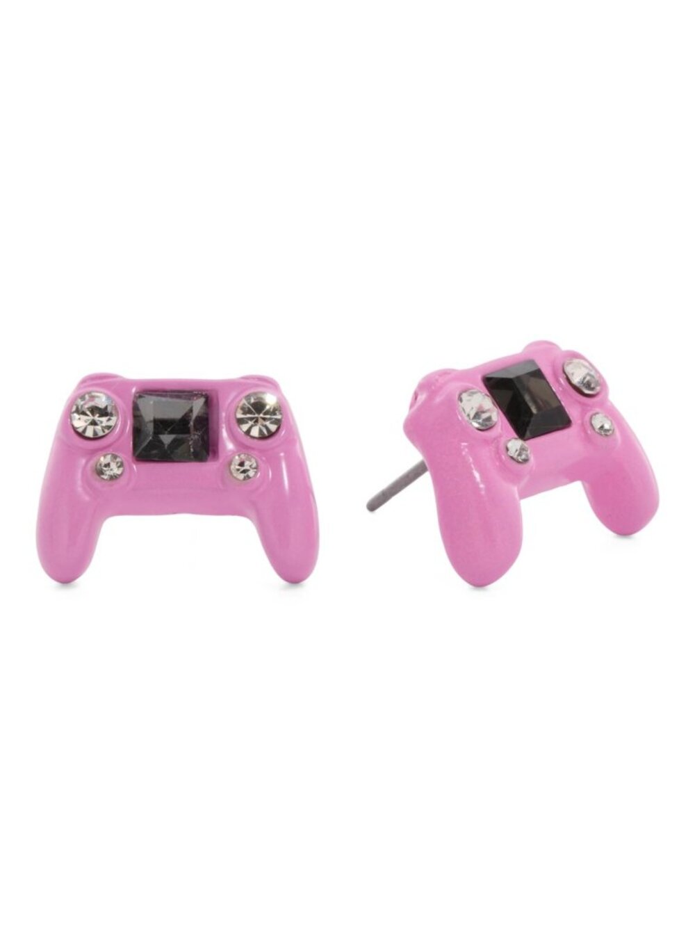 Betsey Johnson Pink Game Controller Stud Earrings, Rhinestone Crystal Accents